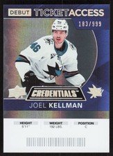 2021-22 Upper Deck Credentials #60 Joel Kellman 2020-21 Debut TA #/999