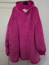 Primark Ladies Hot Pink Snuddie M-L Hooded Blanket Oversize Fleece Hoodie Snoodi
