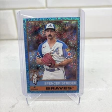 2025 Topps Heritage Spencer Strider #435 Blue Sparkle Foil