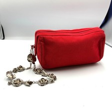 Gianni Versace Pochette Tela Rosso Argento Catena Cinturino Donna Vintage dal Giappone