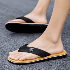 Mens Classic Flat Slip On Flip Flops Summer Beach Casual Holiday High Quality UK