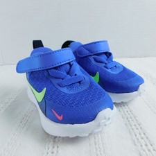 Nike Revolution Sneakers Shoes 2C Ultramarine/Lime Toddler's purplish color EUC