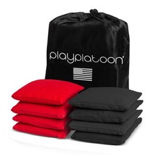 Cornhole Bags Set of 8, Red Black Duck Cloth
