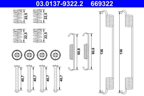 ATE 03.0137-9322.2 Juego de accesorios, zapatas de freno para FORD - Imagen 1 de 2