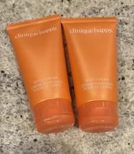 Clinique 2 Tubes HAPPY Perfume Body Cream Moisturizer Lotion 75ml / 2.5 oz New