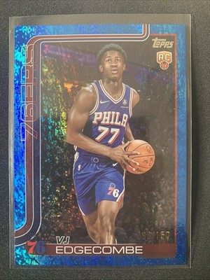 VJ EDGECOMBE 2025-26 TOPPS FLAGSHIP Rookie Card RC #203 BLUE HOLO FOIL  /150