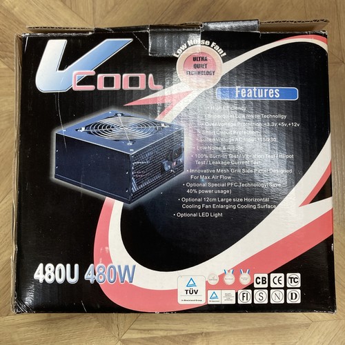 Computer PSU 480w Power Supply V Cool Untested - Afbeelding 3 van 8