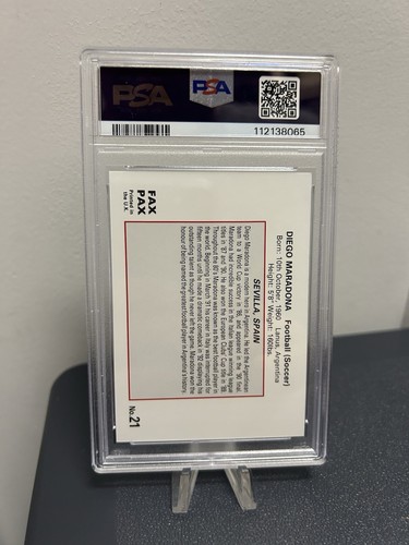 1993 Fax Pax World Of Sport Soccer #21 Diego Maradona PSA 10 GEM MINT Pop 120Qty - Picture 2 of 10