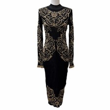 Excellent FENDI one piece Frilled cuffs, high neck, long knit Rayon 38 FZD782