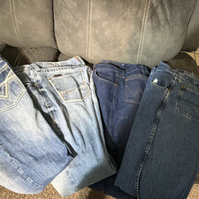 Mens Blue Denim Jeans Regular Fit Straight ro...
