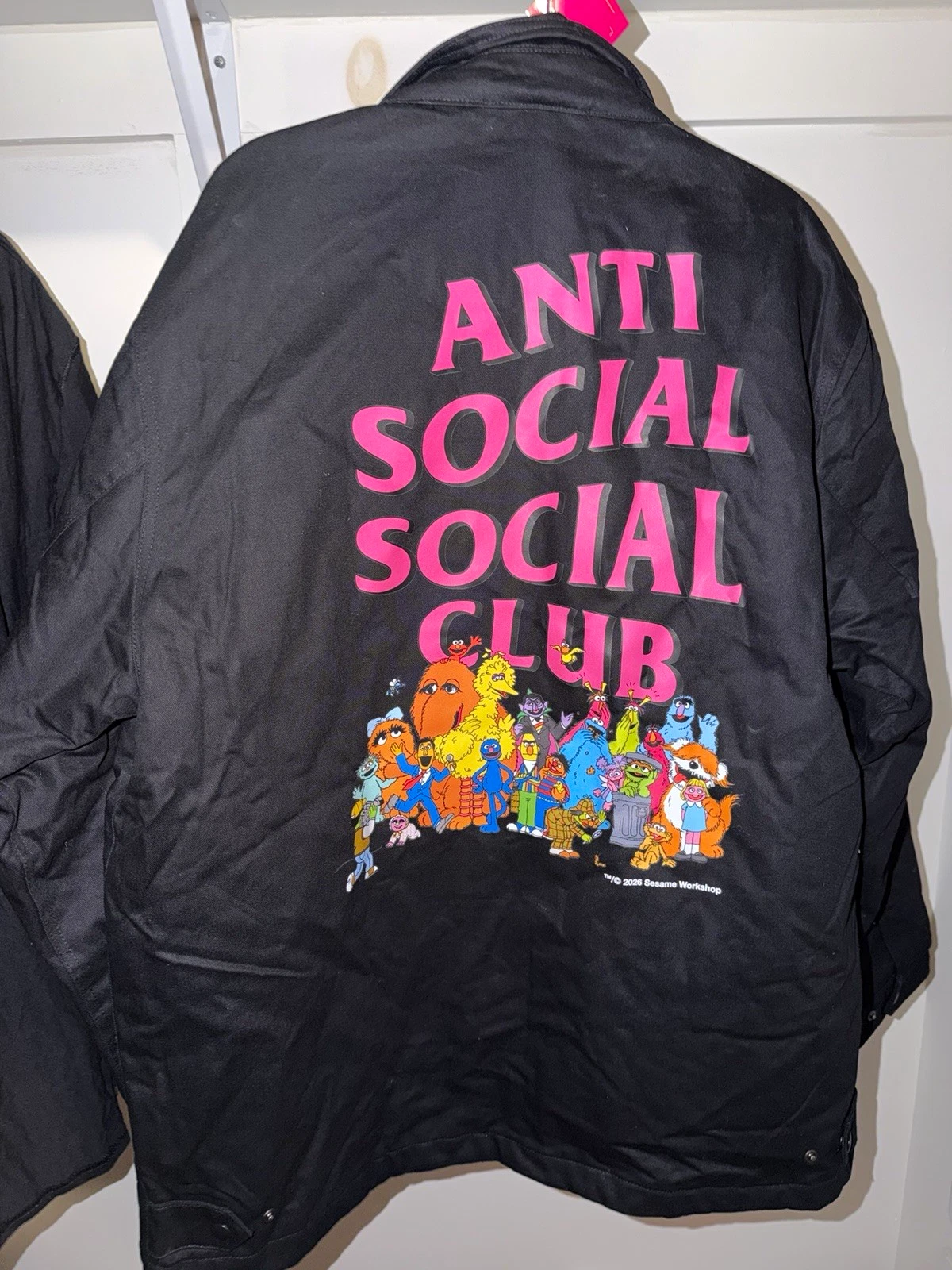 Anti Social Social Club X Sesame Street Men's 2XL Black Zip Jacket Logo Lined image 1