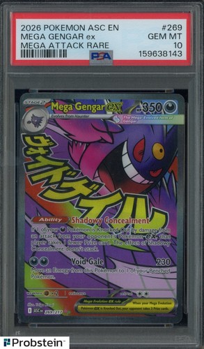 2026 Pokemon ASC EN Mega Attack Rare #269 Mega Gengar ex PSA 10 GEM MINT