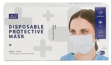 JCJZ 3-Ply Pleated Disposable Face Mask, Adult, One Size, Box Of 50 Non-Medical