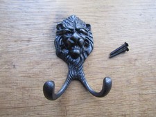 Rustic iron vintage coat hook retro LION FACE jungle safari hanger pegs vintage