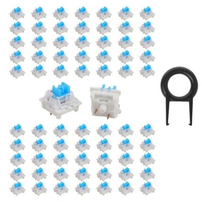 50 Stück 3-polige mechanische Tastaturschalter blau taktil mit Tastenkappenabzi