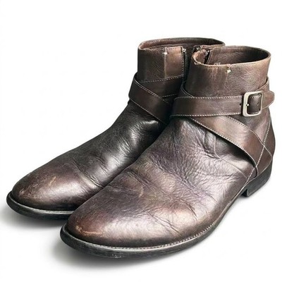 Bacco Bucci Violo Men 12M Brown Leather Jodhpur Boots Strap Buckle Spain Vintage