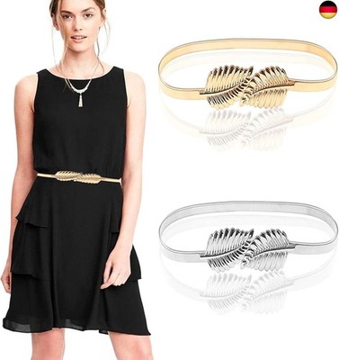 Schmaler Metall Taillengürtel für Kleid, Elegant Gürtel damen Verstellbare Golde