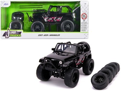 Jada 31560 1/24 2007 Jeep Wrangler Black with Extra Wheels ''Just