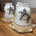 Vintage 5” Milk Glass Lamp Shade Mallard Duck Light fixture Set Of  3