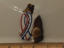 Handmade WOODEN Handpainted SABLE COLLIE Patriotic Ornament/Magnet/Pin