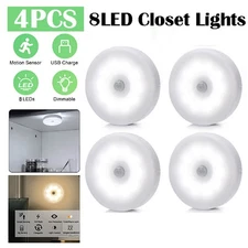 8LED Motion Sensor LED Night Light Battery Powered Indoor Closet Wall Cabinet US