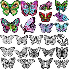 24 Pcs Butterflies Velvet Coloring Fuzzy Posters Color Your Own Velvet Butter...