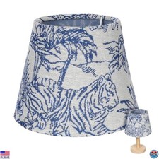 Mini Drum Lamp Shade - 6.6" - Embroidered Rain Forest Print - E27/E14 Bulbs