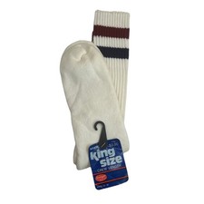 VTG Socks Men's Crew Wrangler Made USA Bulk Orlon 13-16 80s White Blue Striped.