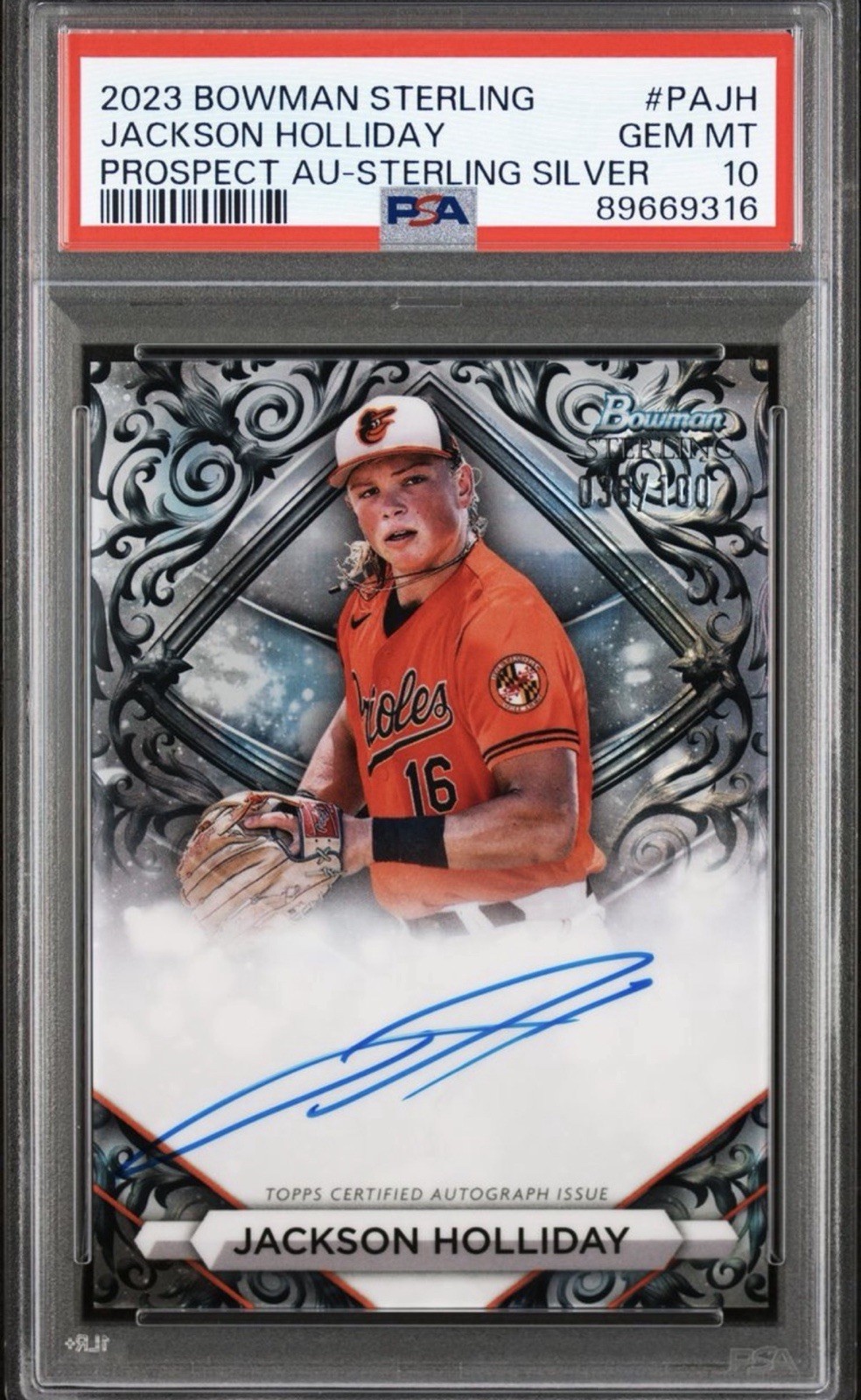 2023 Bowman Sterling Jackson Holliday Sterling Silver /100 PSA 10