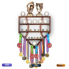 Transni 17'' Baseball Display Case with Ring Holder Stand Wall Mounted Black