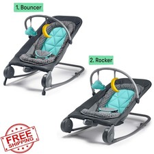 Summer Infant 2-in-1 Bouncer Rocker Duo Gray Teal Baby Soothing