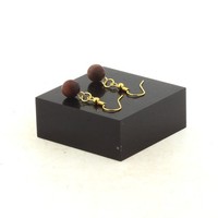 Edelsteine Und Mineralien. Ohrringe 1 Perle Roter Matt Tigerauge 8 Mm