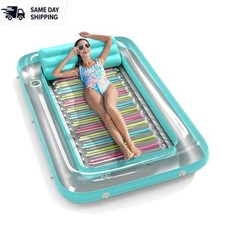 Large Inflatable Tanning Lounger with Built-in Cup Holders - Relax in Style