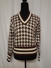 VTG 70s Sears Orlon Houndstooth Sweater - NO PILLING - Flawless Mint Cond Small