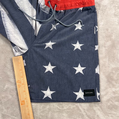 Pantalones Cortos Rip Curl Para Hombre Pequeños Rojo Blanco Azul Bandera Americana Pull On Lay Days - Imagen 7 de 10