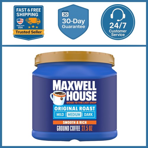 Maxwell House Decaffeinated  Medium Roast Ground Coffee, 27.5 Oz Caniste - Picture 1 of 12