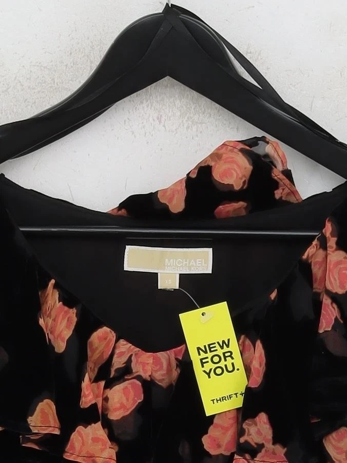 Abito midi donna Michael Kors XS nero viscosa con seta abito skater