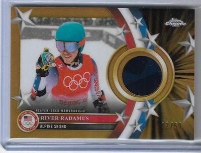 2026 TOPPS OLYMPIC CHROME ~ RIVER RADAMUS RELIC PATCH CARD /50 ~ ALPINE SKIING