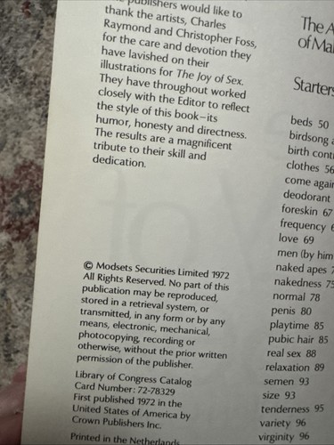 The Joy of Sex, A Gourmet Guide To Love Making; Illustrated Ed (1972 HC Book 1st - Picture 5 of 12