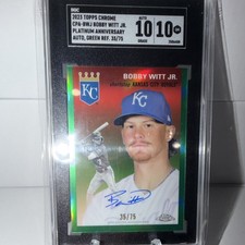 Topps Bobby Witt Jr Autograph 2023 Chrome Platinum Green Refractor /75 SGC 10