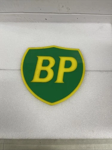 Vintage BP Gas Shield Sign Plastic Green & Yellow Man Cave Heavy Duty .25” Thick