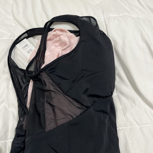 NEW ONE PIECE SWIMSUIT IN BLACK Mesh cutout Flattering Full Coverage XL 16 18 - Picture 6 of 12