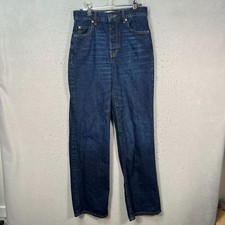 Zara Womens Size 2 High-Waisted Straight Leg Denim Jeans Dark Wash