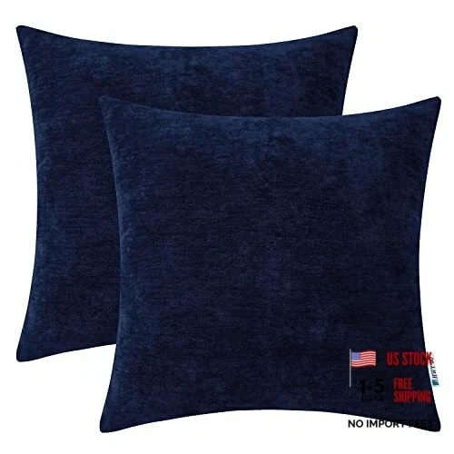 Navy Blue Dark Throw Pillows Covers 18x18 Inch for Couch - Pack of 2