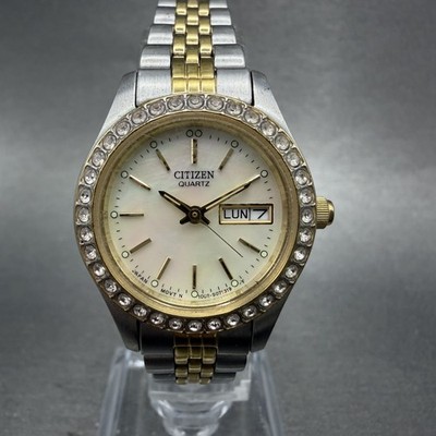 Citizen Watch Women 25mm MOP Dial Two Tone Daydate 1002-S04464 New Battery