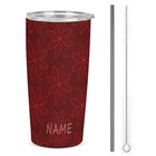 Personalized Fashion Stainless Red Leaf Car Mug Cup Custom Name Gift with Straw