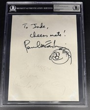 Paul McCartney Linda Beatles Signed Autograph Beckett Encapsulated Drawn Sketch