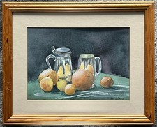 Peter G Canner Signed Watercolour Fruit & Tankards Framed Still Life