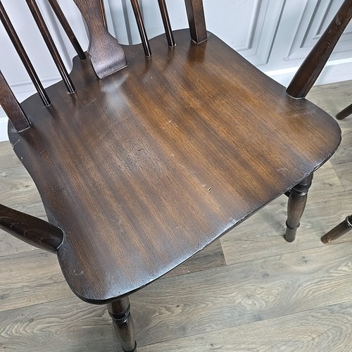 Pair Of 2 Antique Solid Wooden Hoop Back Windsor Dining Arm Chairs - Vintage - Picture 5 of 24