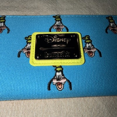 Loungefly Disney Pluto Embroidered Turquoise Blue Canvas Flap Wallet